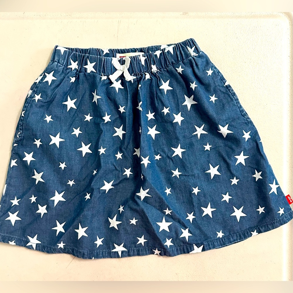 Levi’s little Girls Patriotic Blue & White Star Skort Scooter Skirt